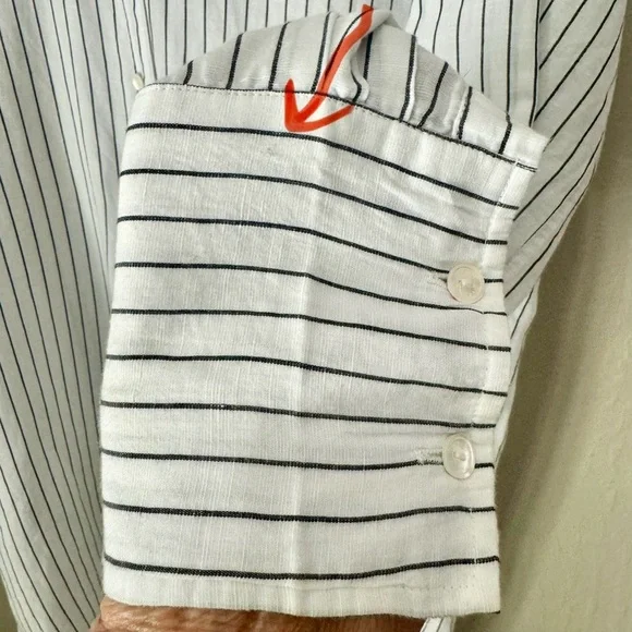 NILI LOTAN Loria Tunic Shirt Dress WITH ORIGINAL TAG Linen Cotton Stripe Size M - Picture 15 of 16